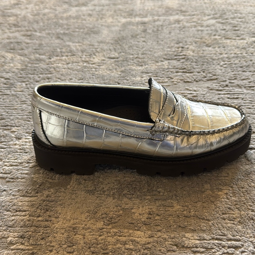 GH Bass Silver Loafers